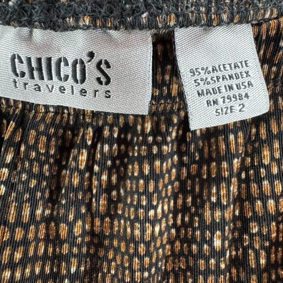 Chicos Travelers Pants 2 L/12 Brown Pullon Elastic Waist Wide Leg High Rise - Picture 2 of 13
